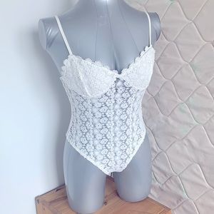 H&M Floral Mesh Bodysuit Top